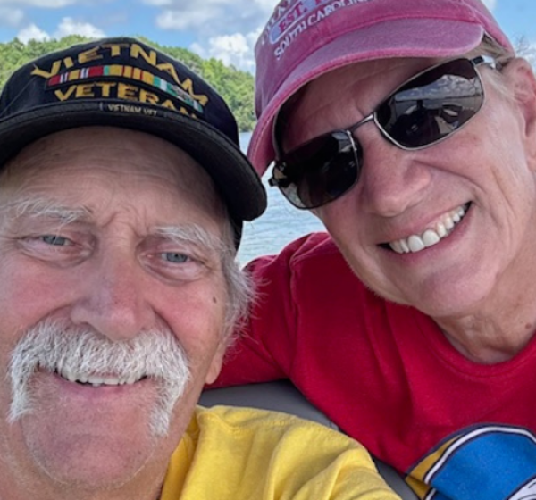 Jim and Gail with big smiles while enjoying their travels.