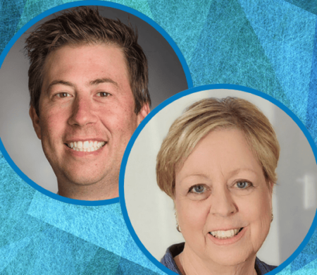 Headshots of podcast guests Dr. Jacob Sands and Wendy Brooks